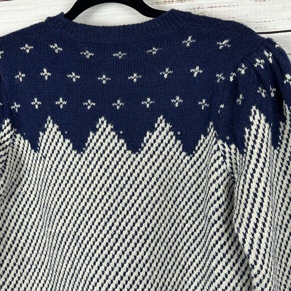 Womens VTG 1986 Susan Bristol Wool Sweater Hand Embroidered Family Puff Sleeve S - Picture 6 of 9